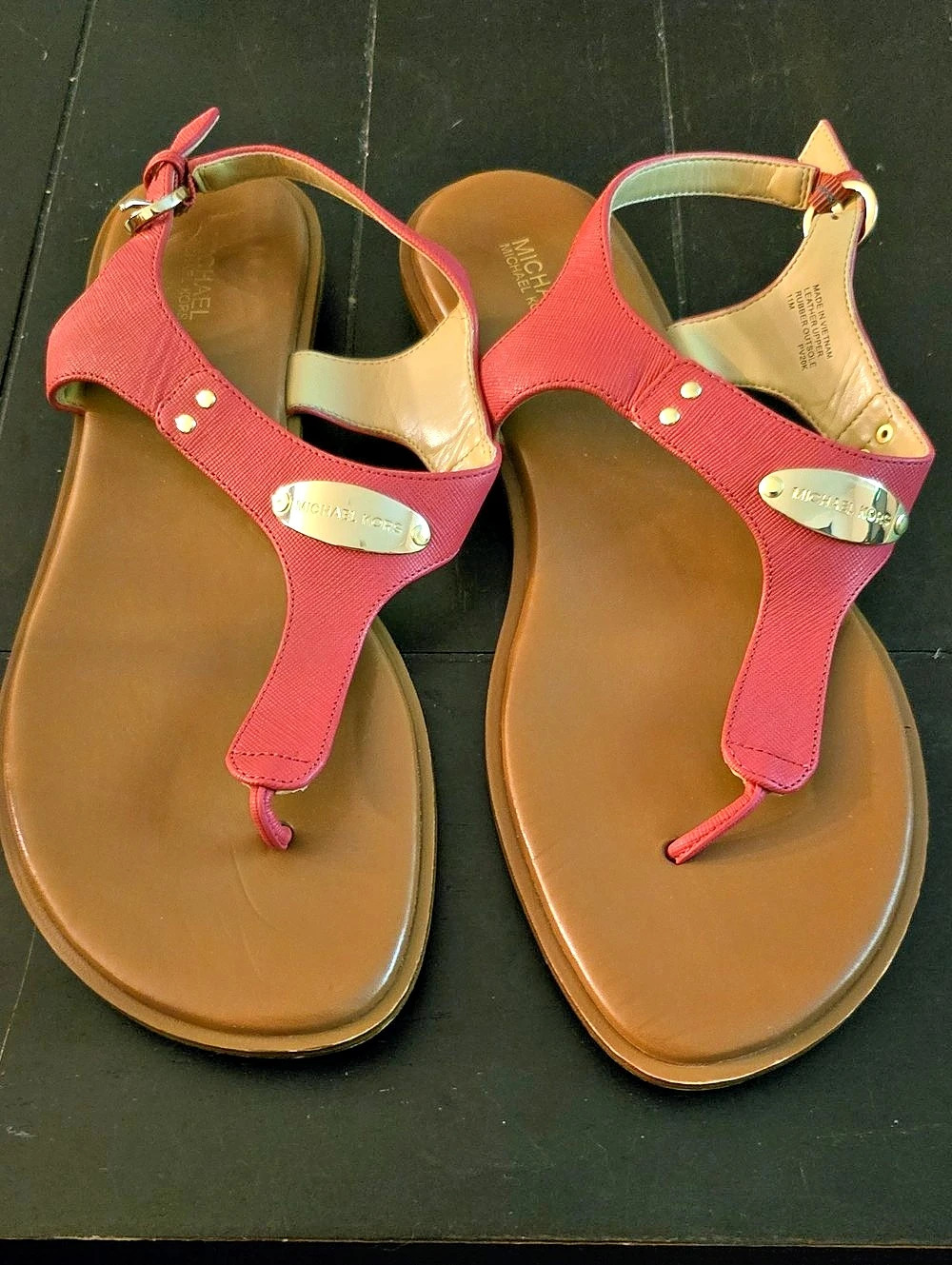 Michael Kors MK Plate Thong Sandal Pink & Brown